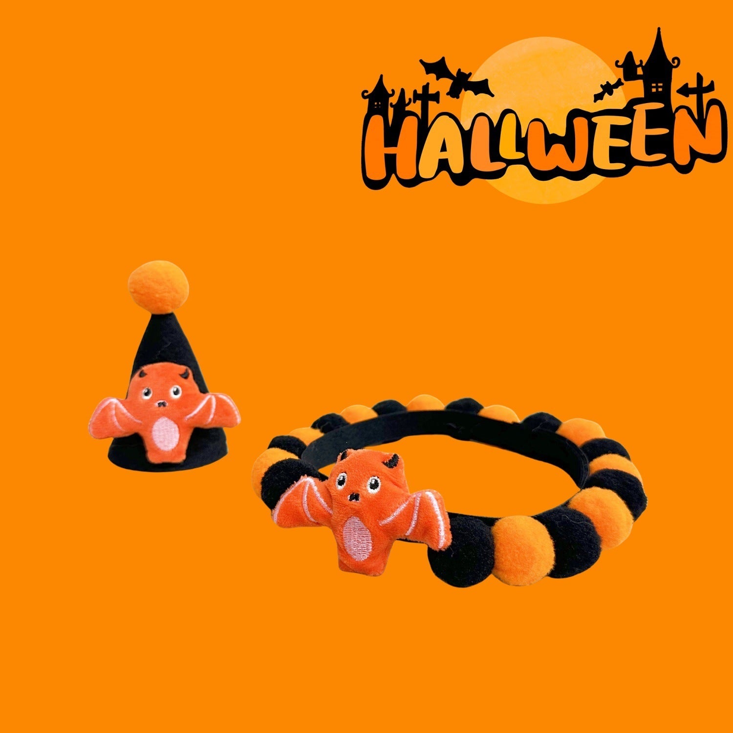 Halloween Pom-Pom Pet Collars & Hat Sets - Image 42