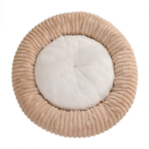Striped Plush Round Pet Bed