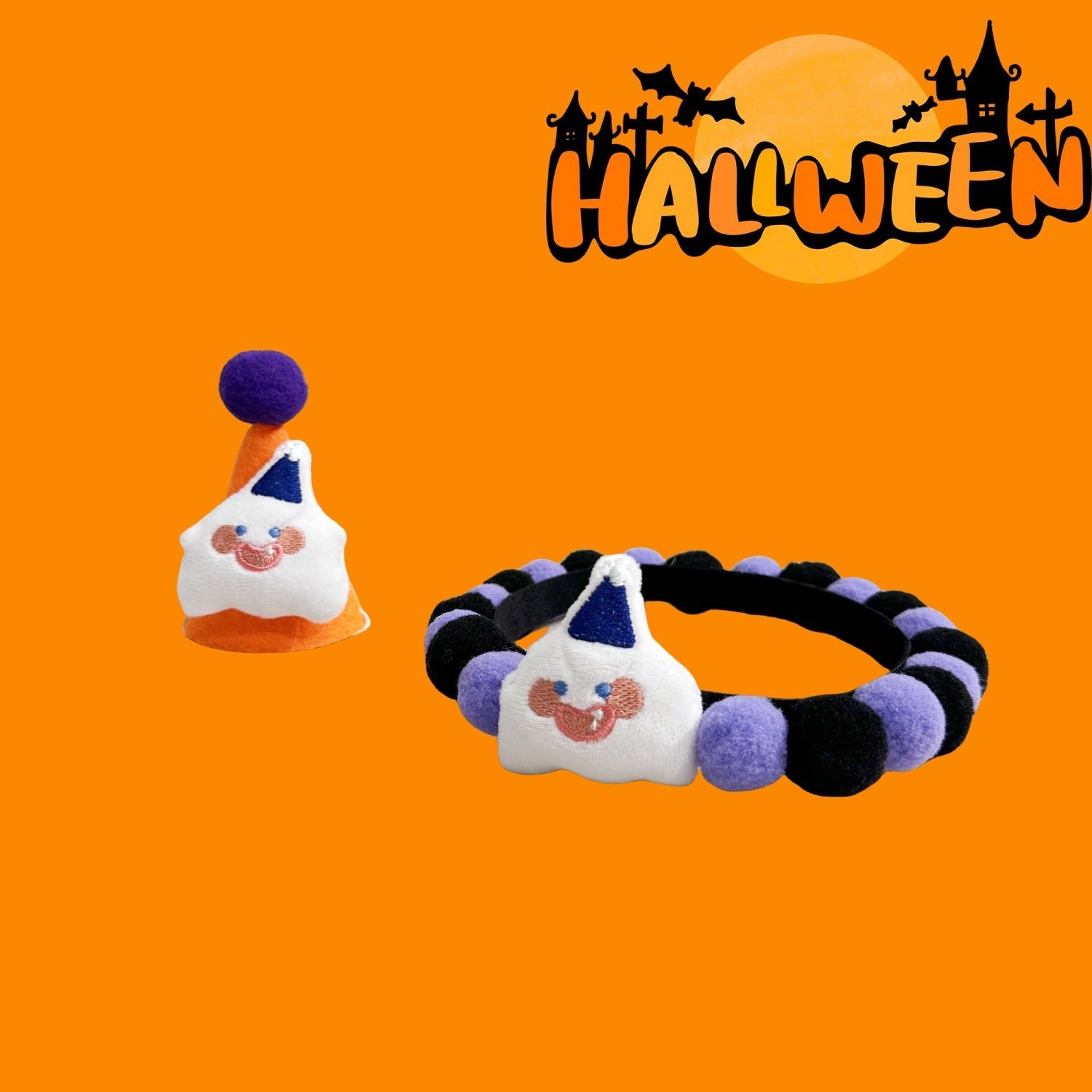 Halloween Pom-Pom Pet Collars & Hat Sets - Image 36