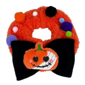 Festive Pumpkin & Ghost Halloween Pet Collar & Hat Costume Set