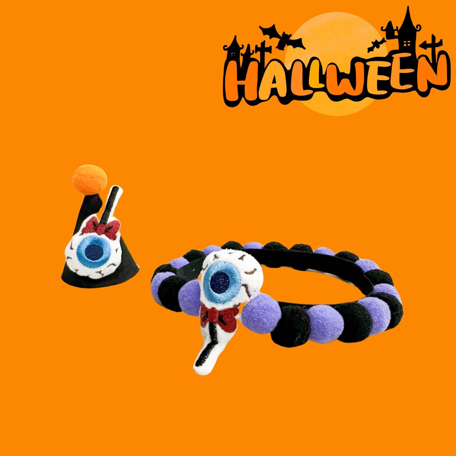 Halloween Pom-Pom Pet Collars & Hat Sets - Image 39