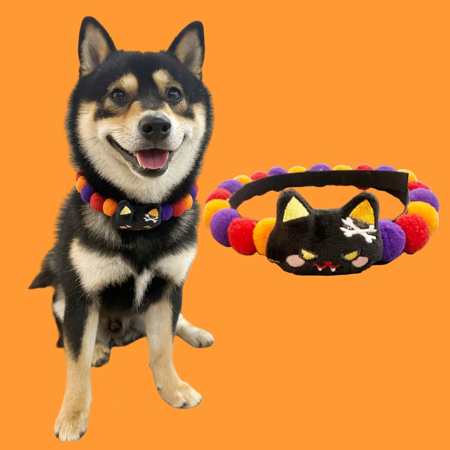 Halloween Pom-Pom Pet Collars & Hat Sets - Image 2