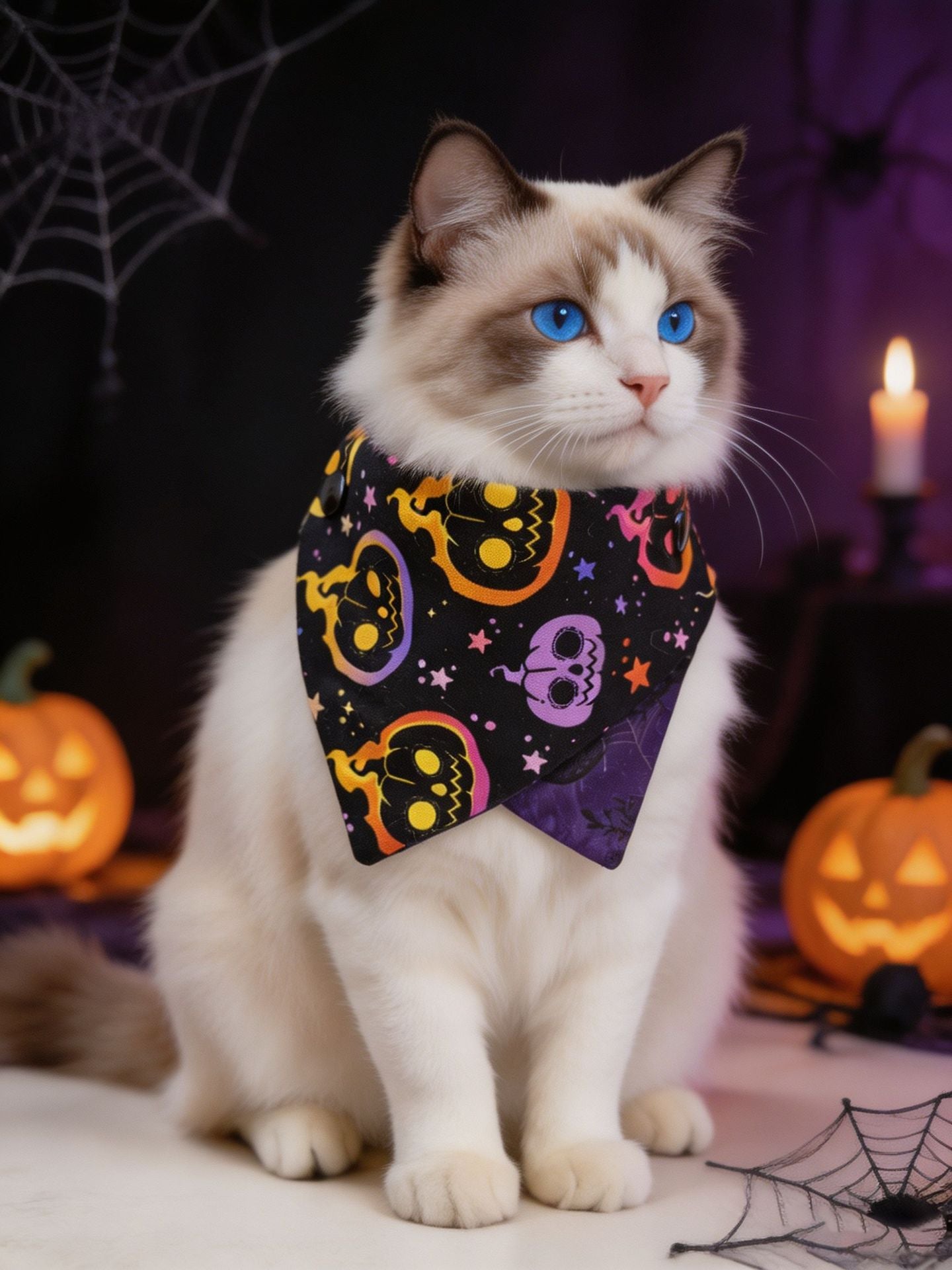 Halloween Pet Bandanas – Ghost Pumpkin & Witch Hat - Image 2