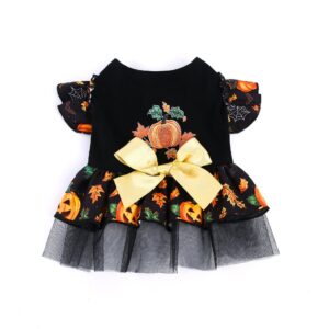 Halloween Witch Pet Dress - Spooky Pumpkin Costume for Dogs and Cats