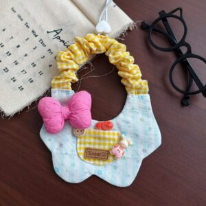 Vintage Cottagecore Pet Floral Lace Bib & Bow Bandana