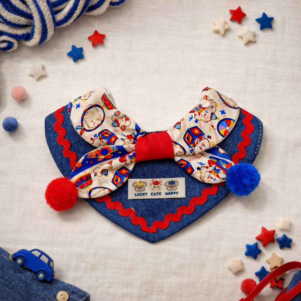 Whimsical Circus Harlequin Pet Collar & Frill Bandana - Image 5