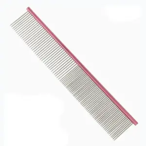 108 Teeth Rose Red Pet Grooming Comb, Square Handle - supplier catalog photo
