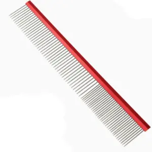 77 Teeth Red Pet Grooming Comb, Diamond Handle - supplier catalog photo