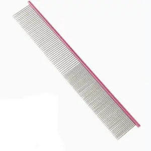 89 Teeth Rose Red Pet Grooming Comb, Square Handle - supplier catalog photo