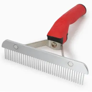 Red Rubber Handle Pet Rake Comb - supplier catalog photo