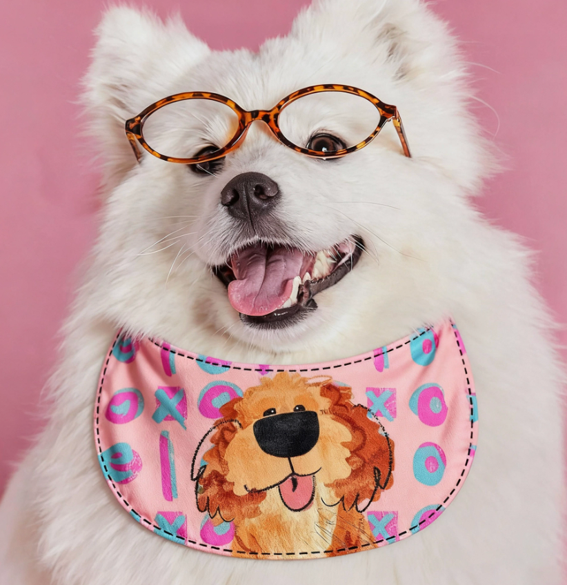 Whimsical Storybook Illustrated Pet Cotton Drool Bib - Image 2