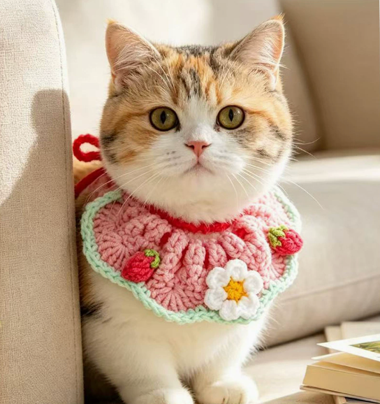 Artisan Hand-Knitted Cozy Pet Collar & Winter Bandana - Image 2