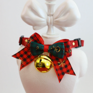 Festive Holiday Jingle Bell & Velvet Bow Pet Collar