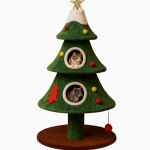 Festive Christmas Tree Cat Tree - Cozy Cat Condo & Sisal Scratching Post