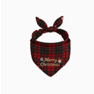 Festive Plaid Christmas Pet Bandana & Santa Hat Set - Holiday Outfit for Dogs and Cats