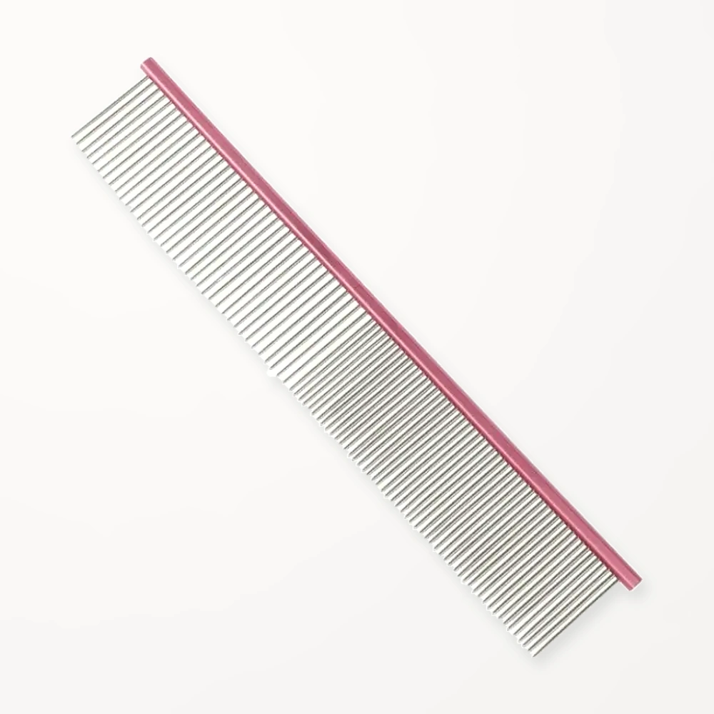 108 Teeth Rose Red Pet Grooming Comb, Square Handle