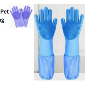 Long-Cuff Silicone Bathing & Grooming Gloves