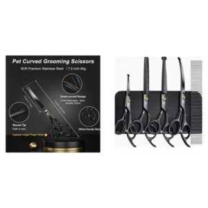 Black Curved Grooming Scissors Set